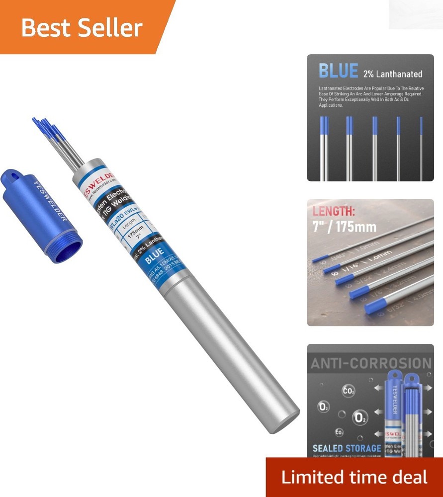Precision Blue 1/16" TIG Electrodes 10-Pack - Easy Arc Striking, Durable Design
