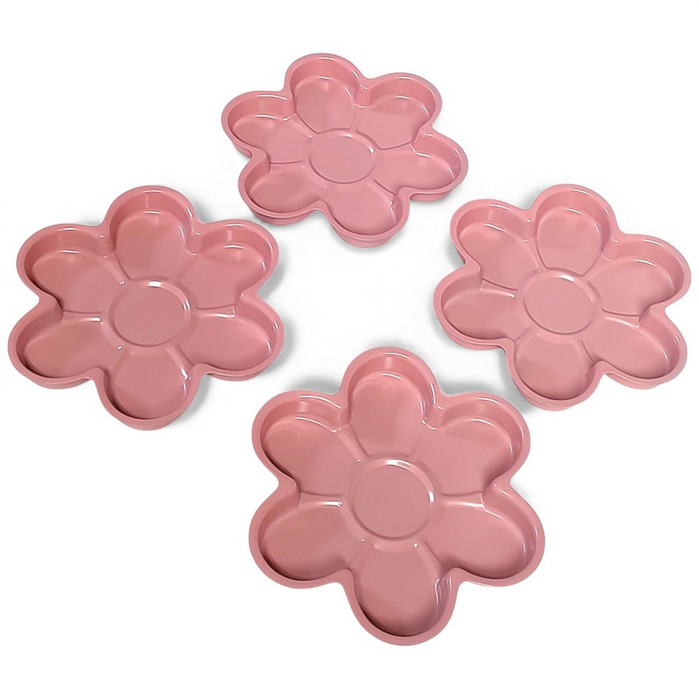 4pc Celebrate It Pink Bakeware Flower Cake Pans