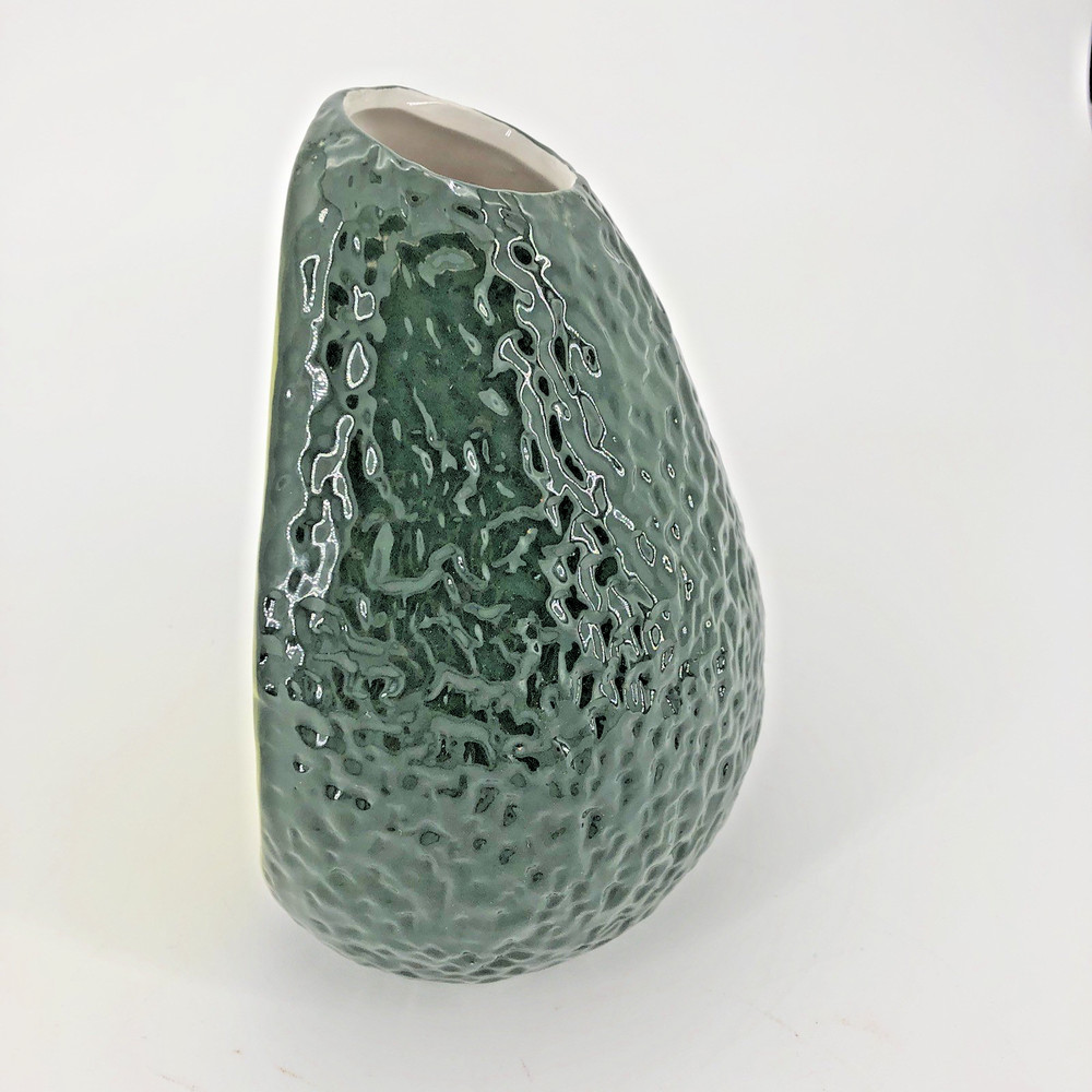 7” H X 5" W Ceramic AVOCADO Vase Container By Ashland