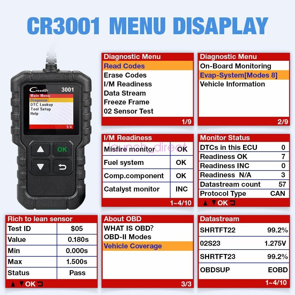 X431 CR3001 Car Full OBD2 Diagnostic Tools Automotive Code Reader Scanner US*!