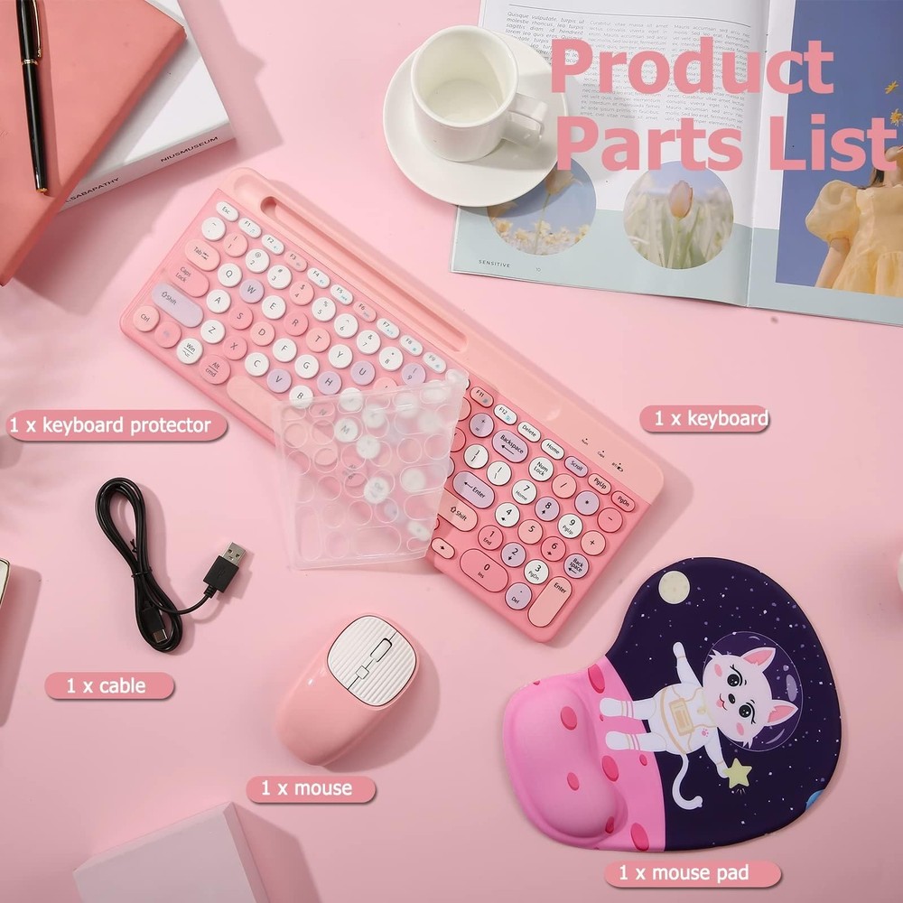 Bluetooth Keyboard and Mouse Wireless, Multi-Device Rechargeable Keyboard and...