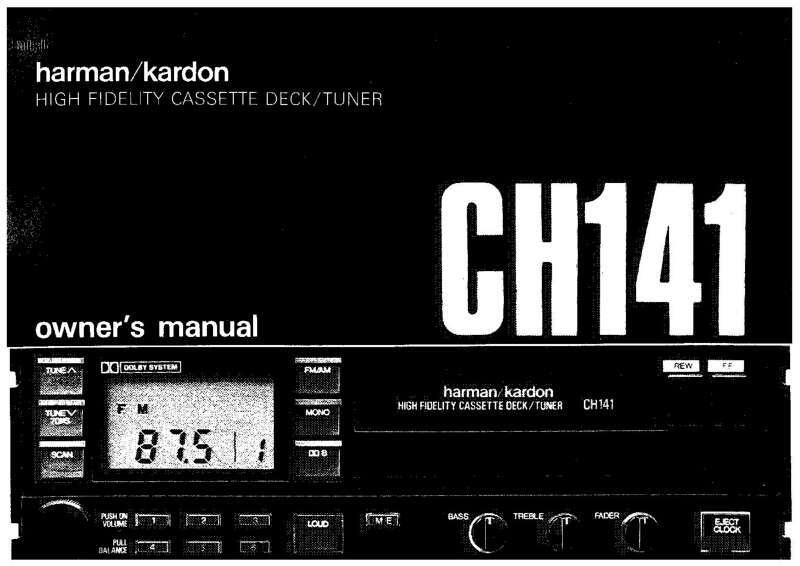 Harman Kardon CH-141 Tuner Owners Manual