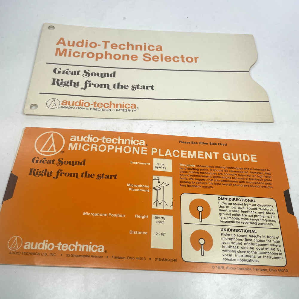 Vintage Audio-Technica Microphone Selector 1979 Paper Guide Slider
