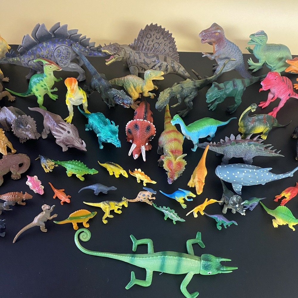 Lot 60+ Vintage Plastic Dinosaur Figures Mixed Prehistoric Toy Bundle Bulk