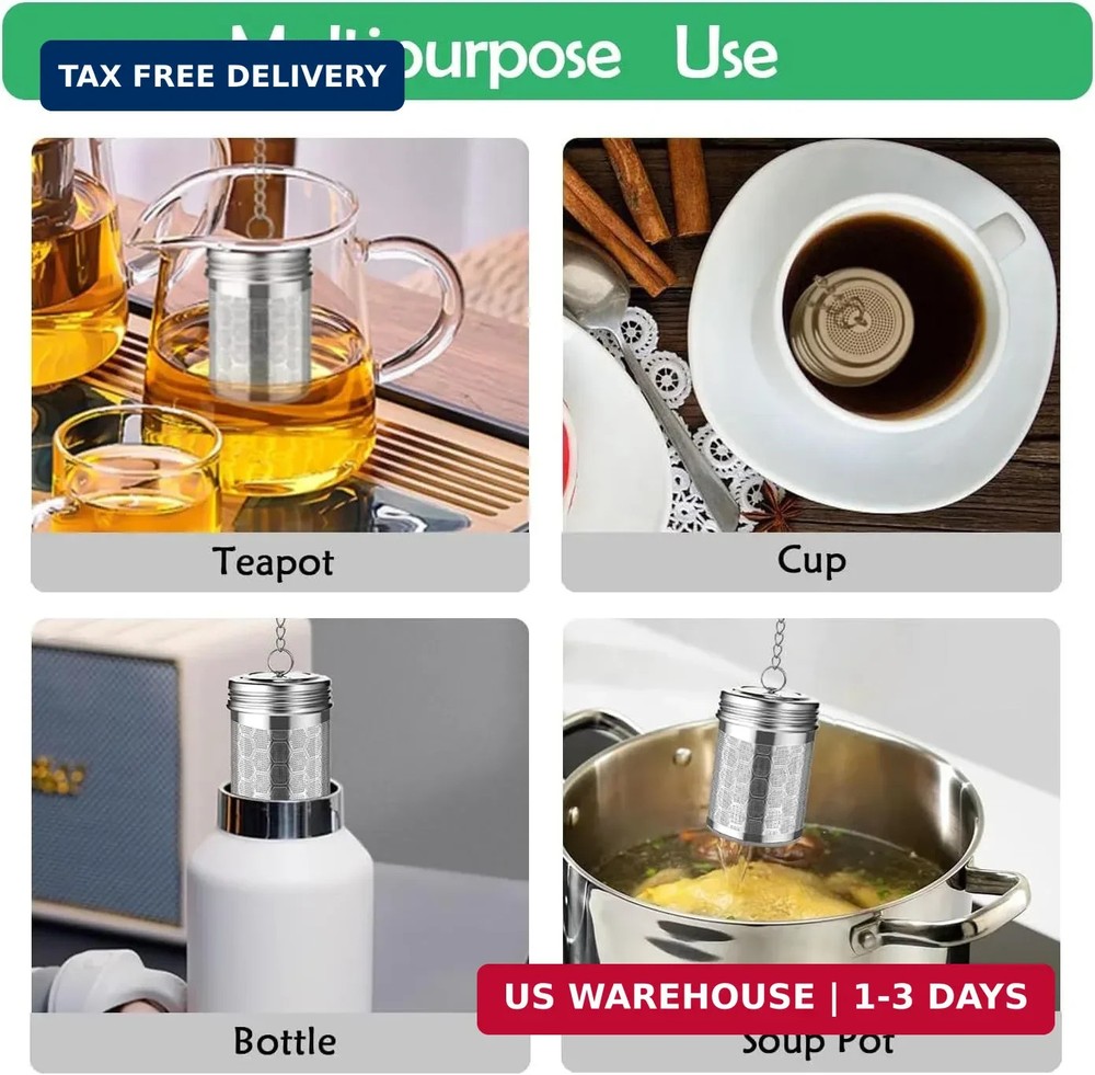 2 Pack Stainless Steel Tea Infusers, Extra Fine Mesh Strainers with Drip Trays,