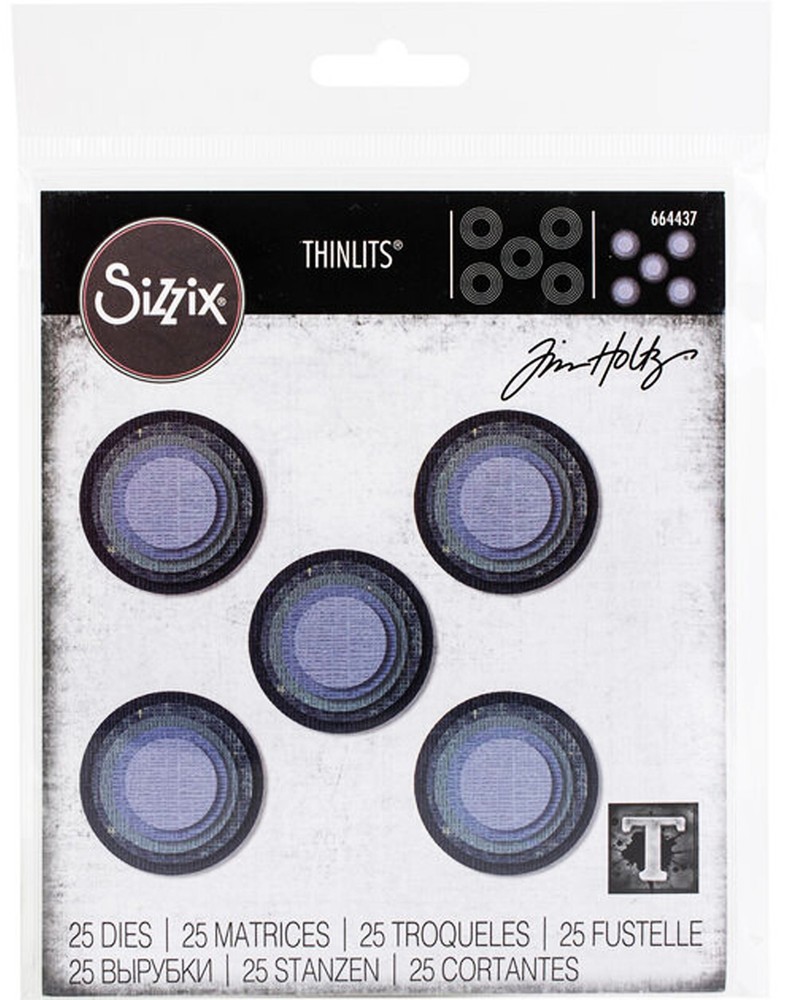 New, Retired Sizzix Thinlits Stacked Circles Tiles 25pk #664437 Retail $19.99