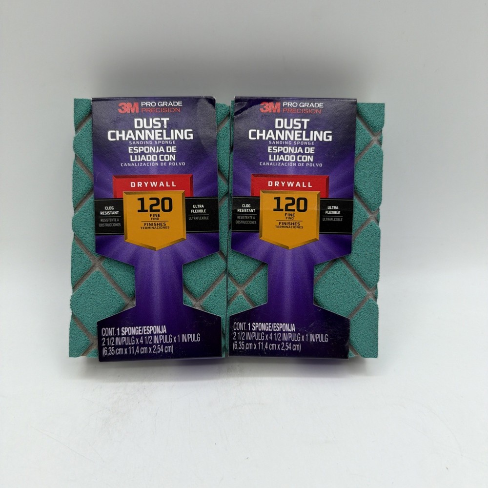 3M Pro Grade Precision Drywall Dust Channeling Sanding Sponge Fine 2 Pack