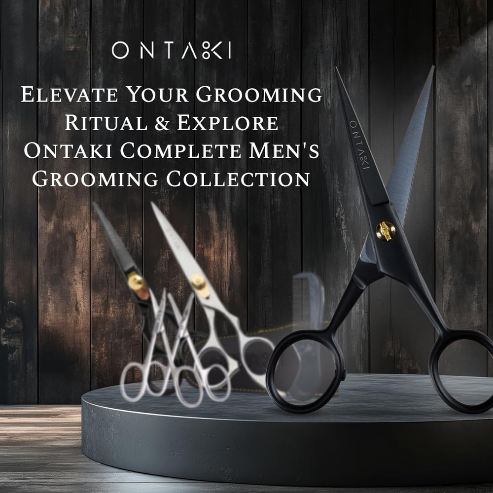 Mustache Scissors - 5-Inch, Black - Bevel-Edge Precision & Beard Trimming Sci...
