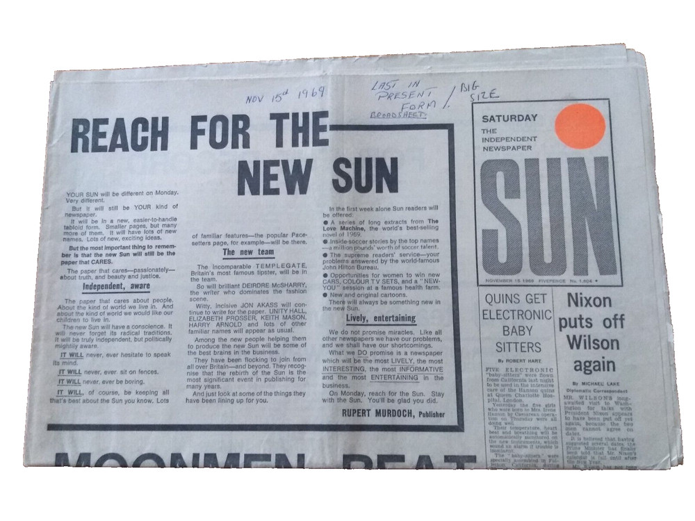 Collectable Newspapers,Sun