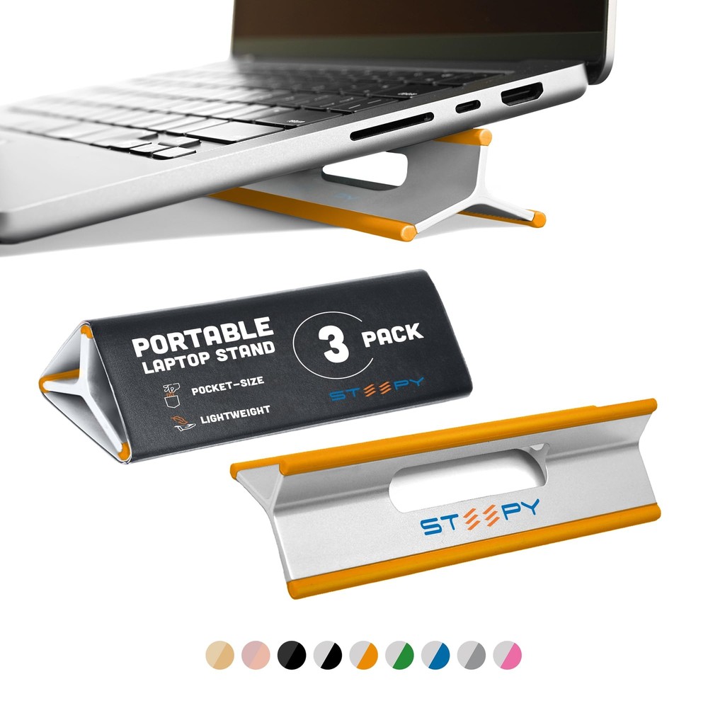 Low Profile Laptop Stand – 3 Heights Computer Stand – Plastic Laptop Riser – ...