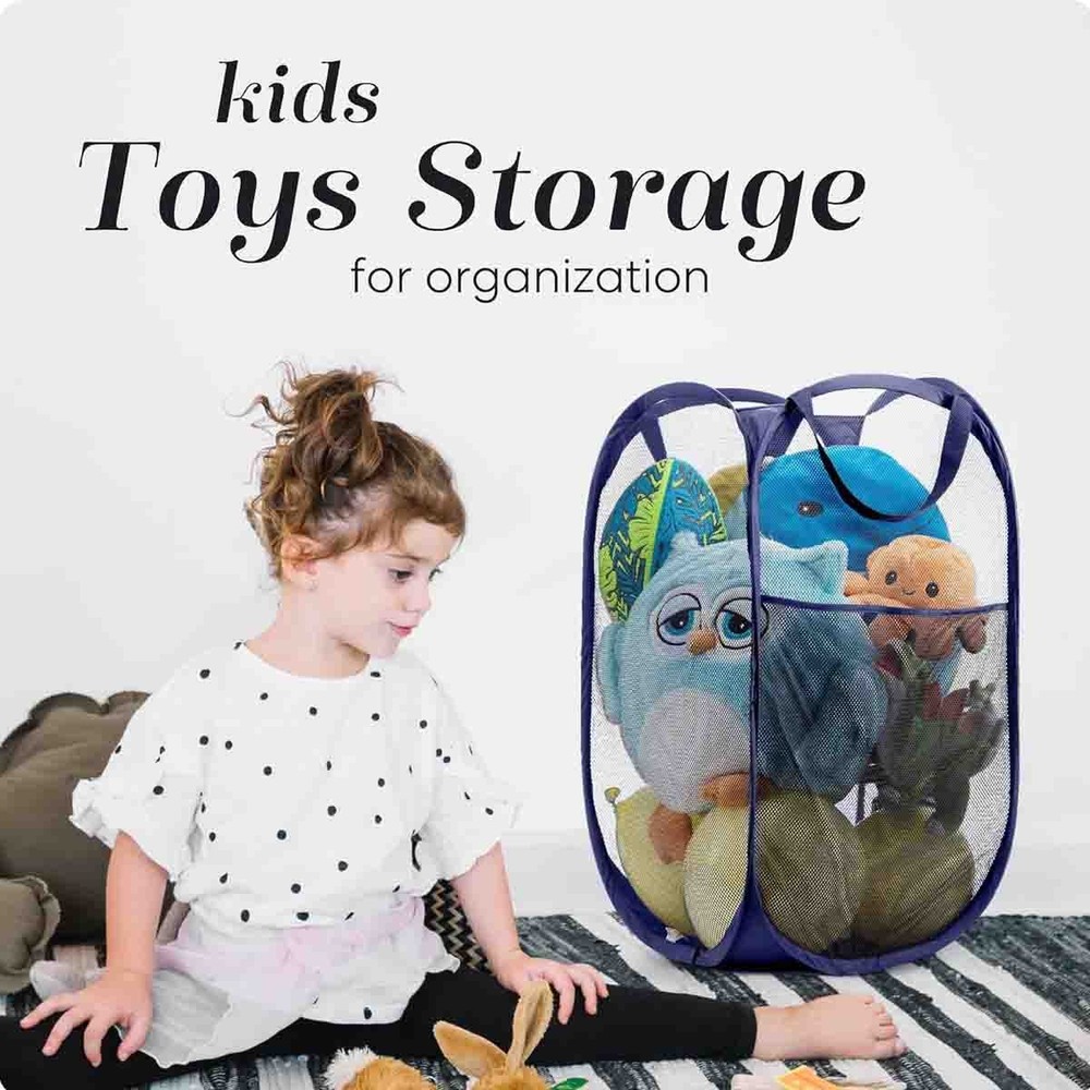 4PCS Collapsible Pop up Laundry Bag Foldable Hamper Large Mesh Clothes