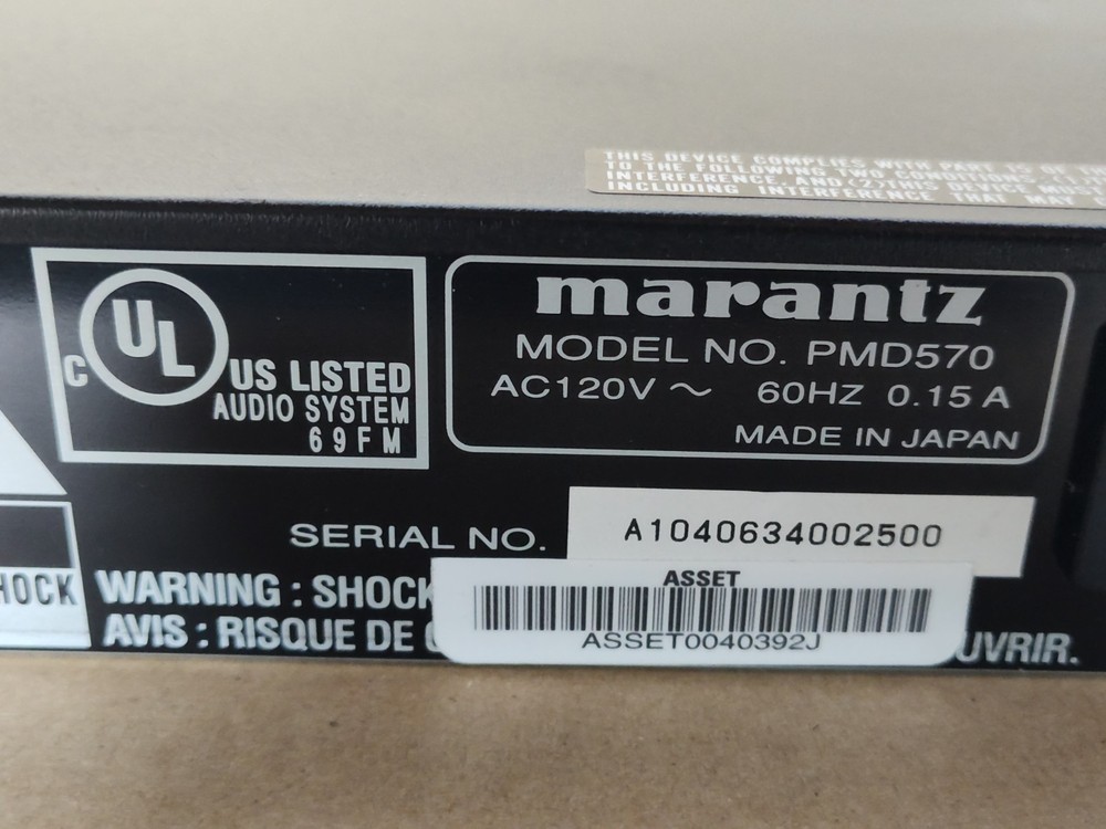 Marantz PMD570 Professional 2 Channel Solid State Audio Recorder Pre-owned