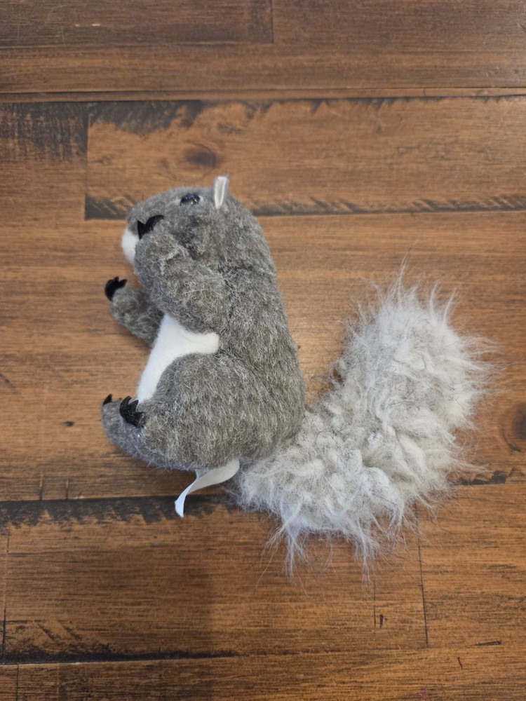 Folkmanis Mini Gray Squirrel Finger Puppet Plush Toy Bushy Tail