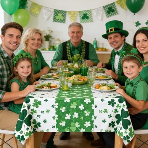 3 Pack St Patrick's Day Tablecloth 54x108 Inch, Disposable Plastic Table