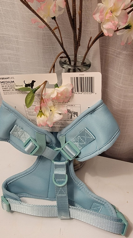 Vibrant Life Polyester & Spandex Adjustable Dog Harness, Blue, Medium