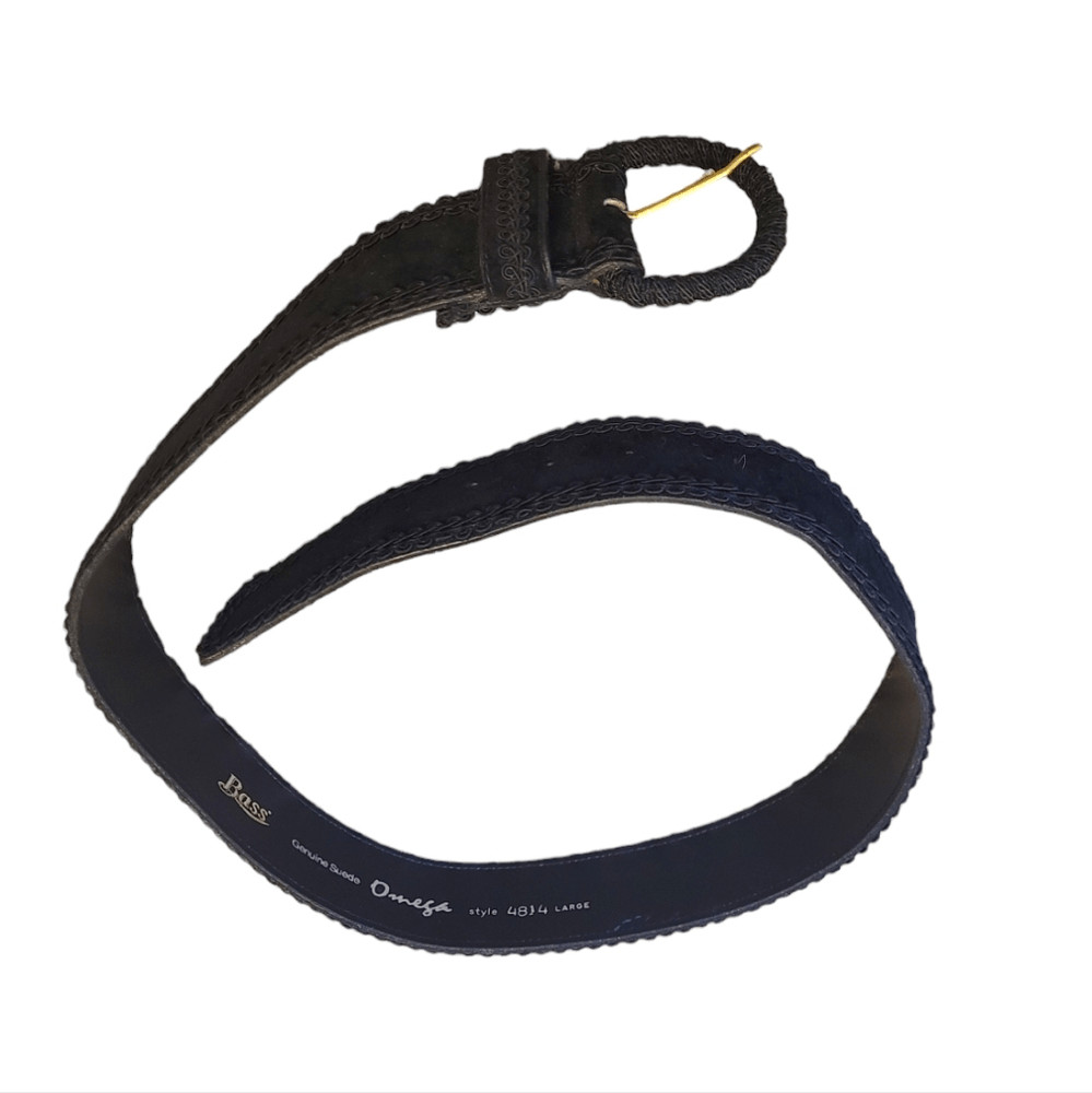 Bass Black Genuine Suede Omega 4814 Statement Belt