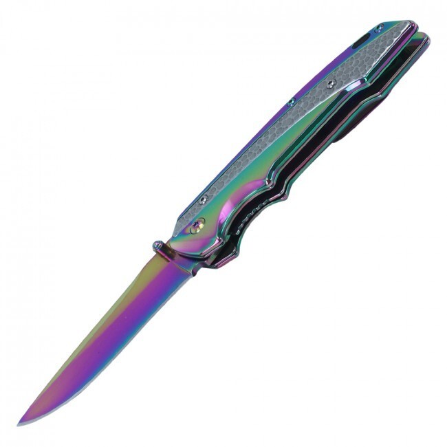Pocket Knife Spring-Assist Wartech Emerald Rainbow Titanium Tactical Fold Blade