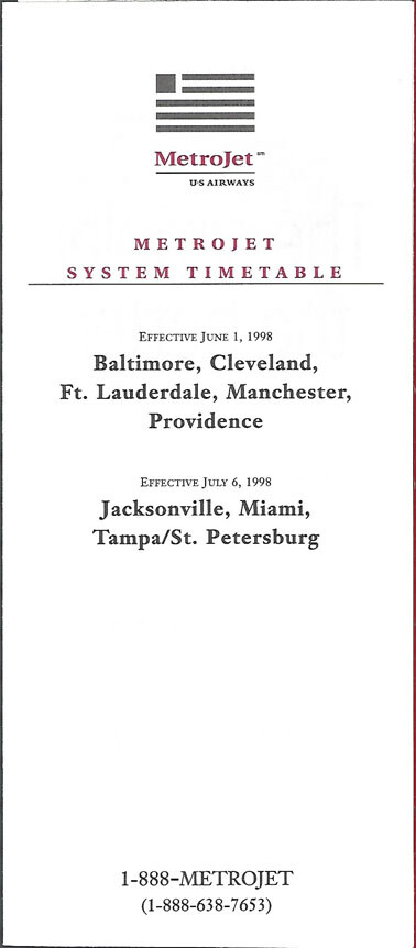 MetroJet system timetable 6/1/98 [0123] Buy 4+ save 50%