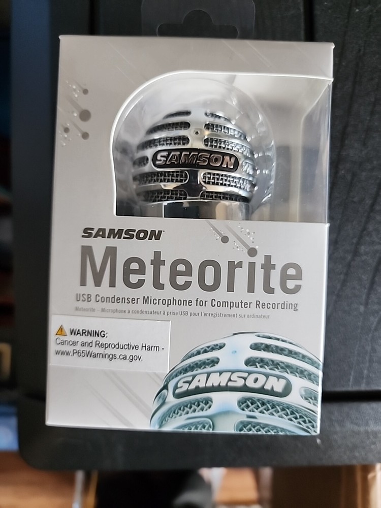 Samson Meteorite Computer Recording USB Condenser Microphone Silver Magnetic Mnt