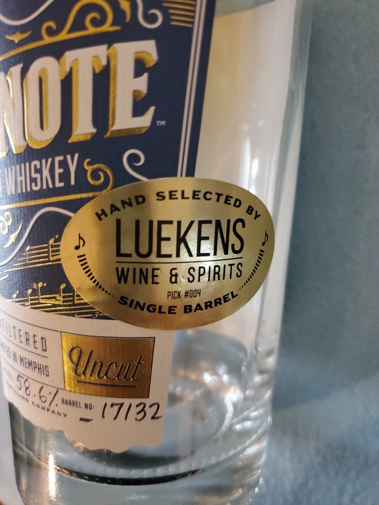 "BLUE NOTE" JUKE JOINT BOURBON WHISKEY EMPTY BOTTLE 750ML