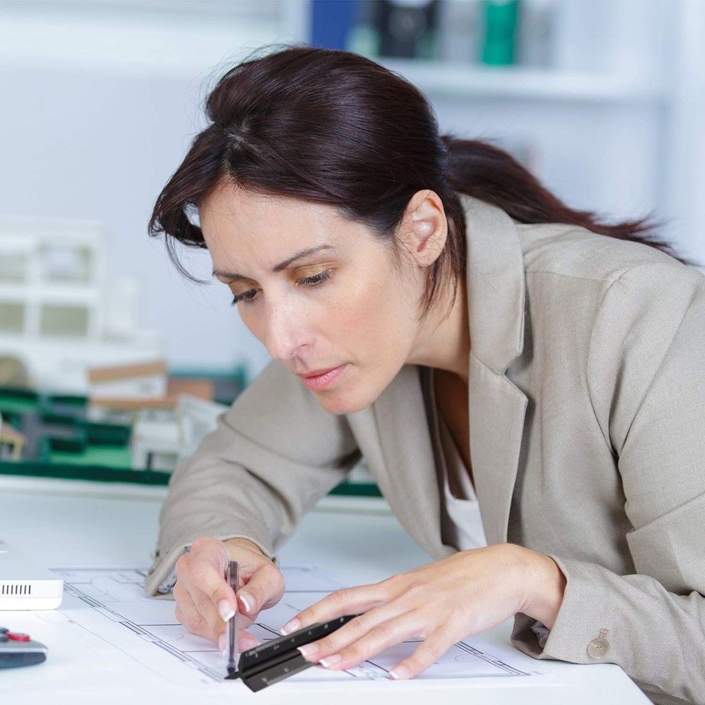 6 Pcs Triangular Ruler Set 12 Inch Engineering Scale Aluminum Architect Draft...