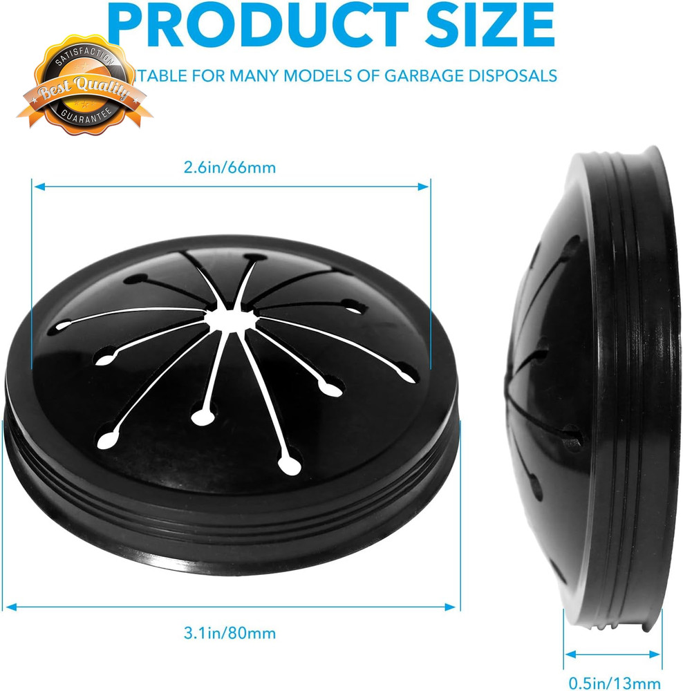 3" Garbage Disposal Splash Guard Rubber Sink Drain Insert Black 3pcs