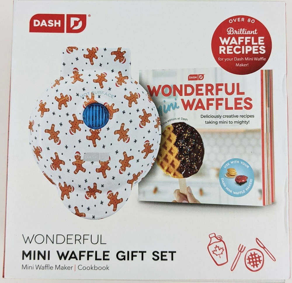 Dash Gingerbread Man Mini Waffle Maker and Cookbook Gift Set