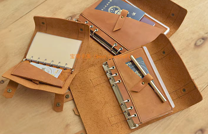 A6 loose leaf Writing note Notebook sketchbook binder Notepad leather brown Q348