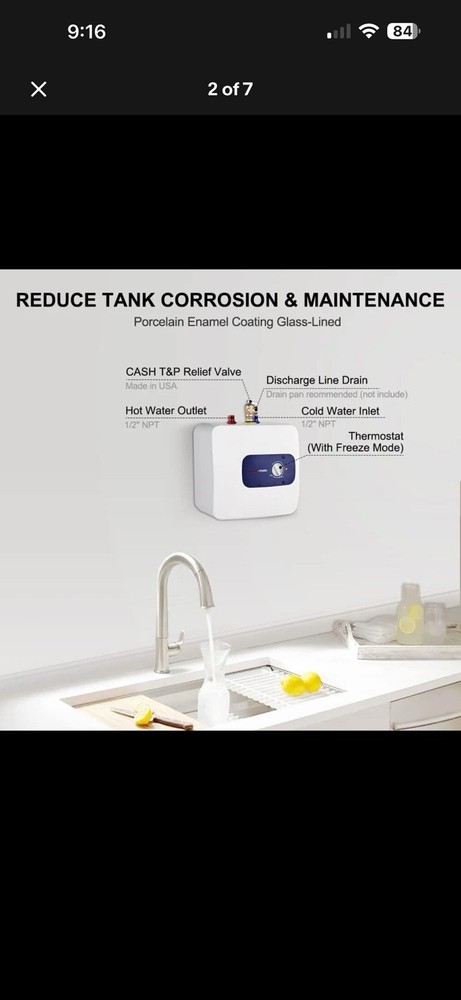 Thermomate Mini Tank Electric Water Heater ES250 2.5 Gallons Point of Use