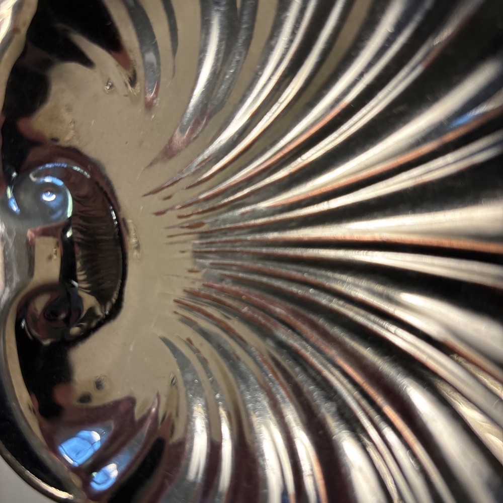 Vintage Silver Plate Shell Dish 1950s Silver Over Copper