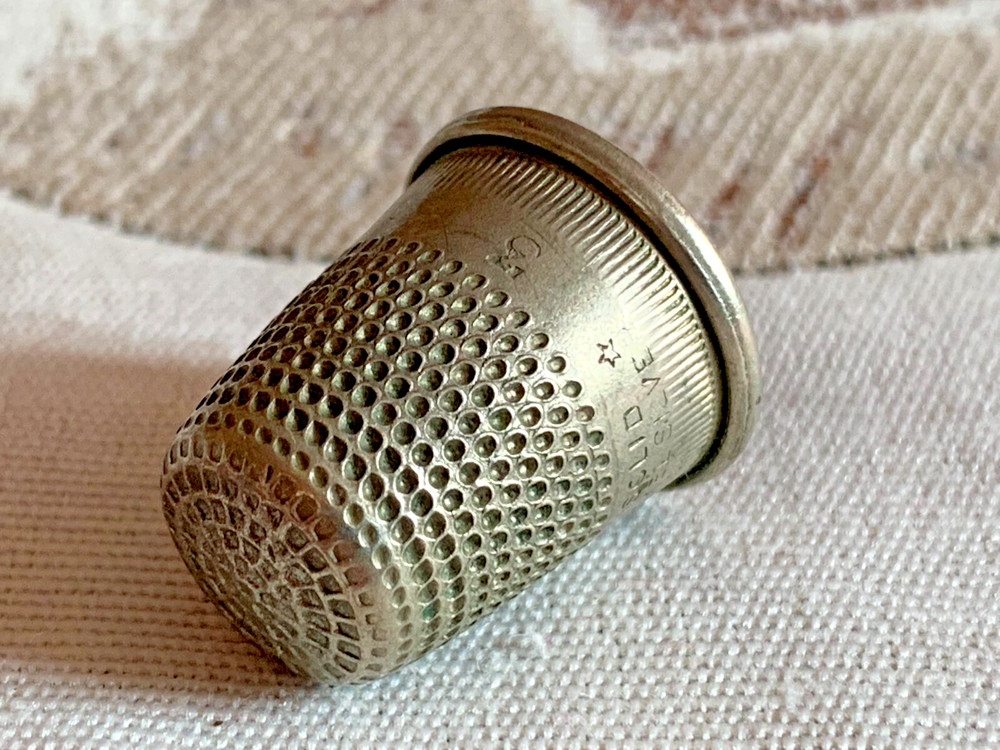 Antique English Solid Nickel Silver Sewing Thimble No.3