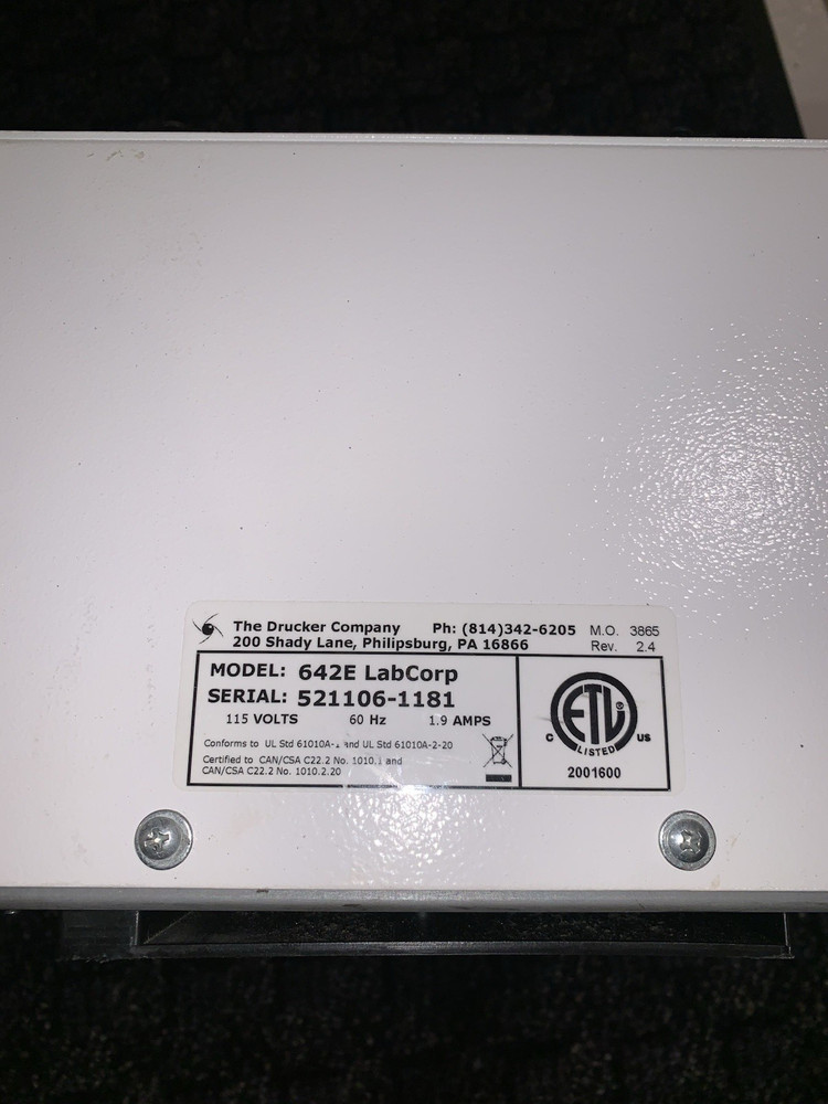 Drucker Diagnostics LabCorp 642E Centrifuge