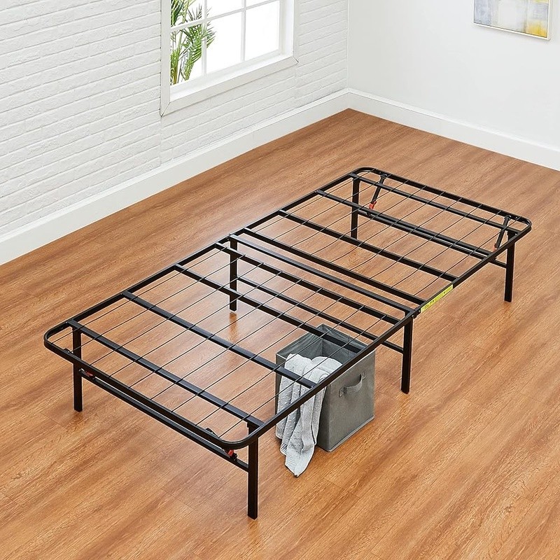Sturdy Twin Bed Frame Metal Platform No Box Spring Needed Foldable Storage New
