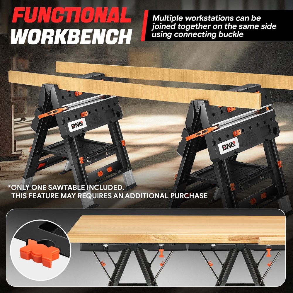 Portable Multi-Function Folding Work Table Sawhorse Quick Clamps Tool Workbench