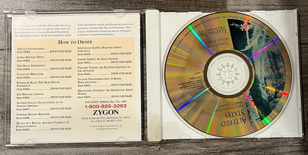 Zygon Learning Machine Software Disc Transcendental Mind Altered States 1994