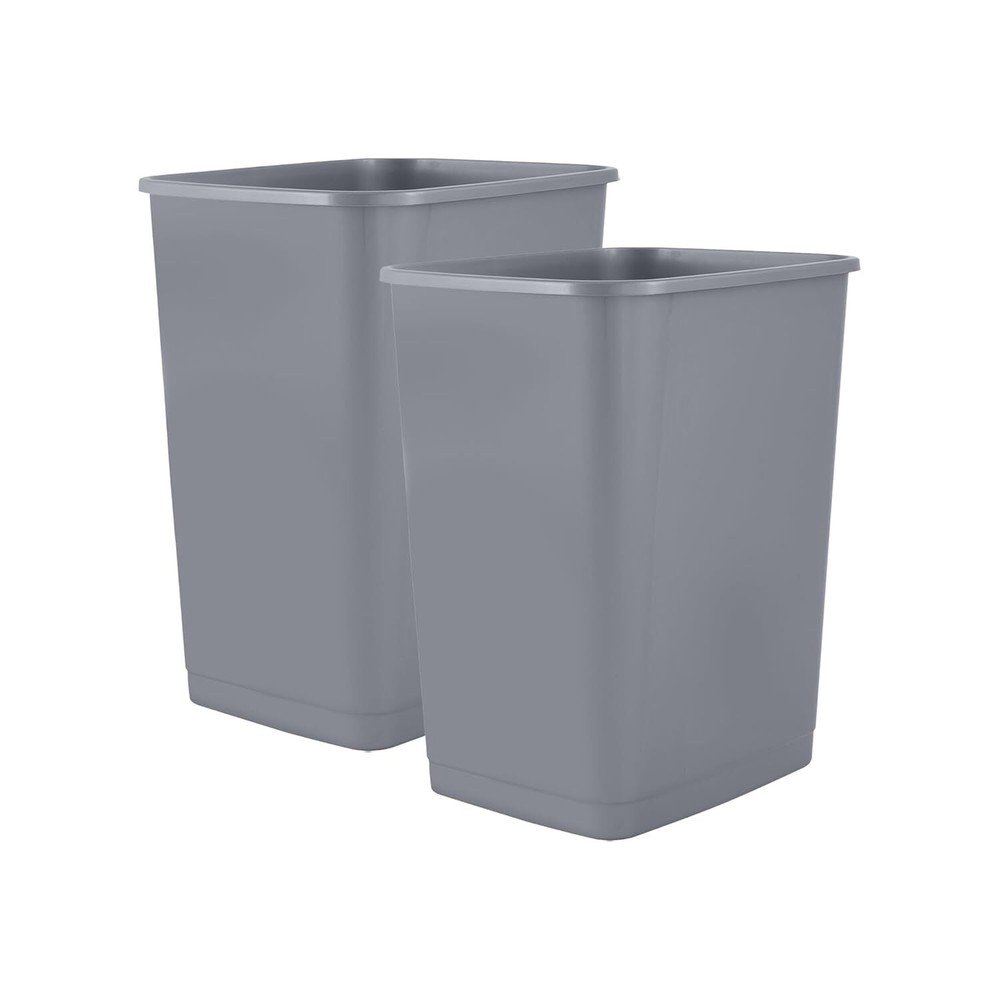 Superio Kitchen Trash Can 9 Gallon Slim Waste Bin 37 Qt (2, Grey)