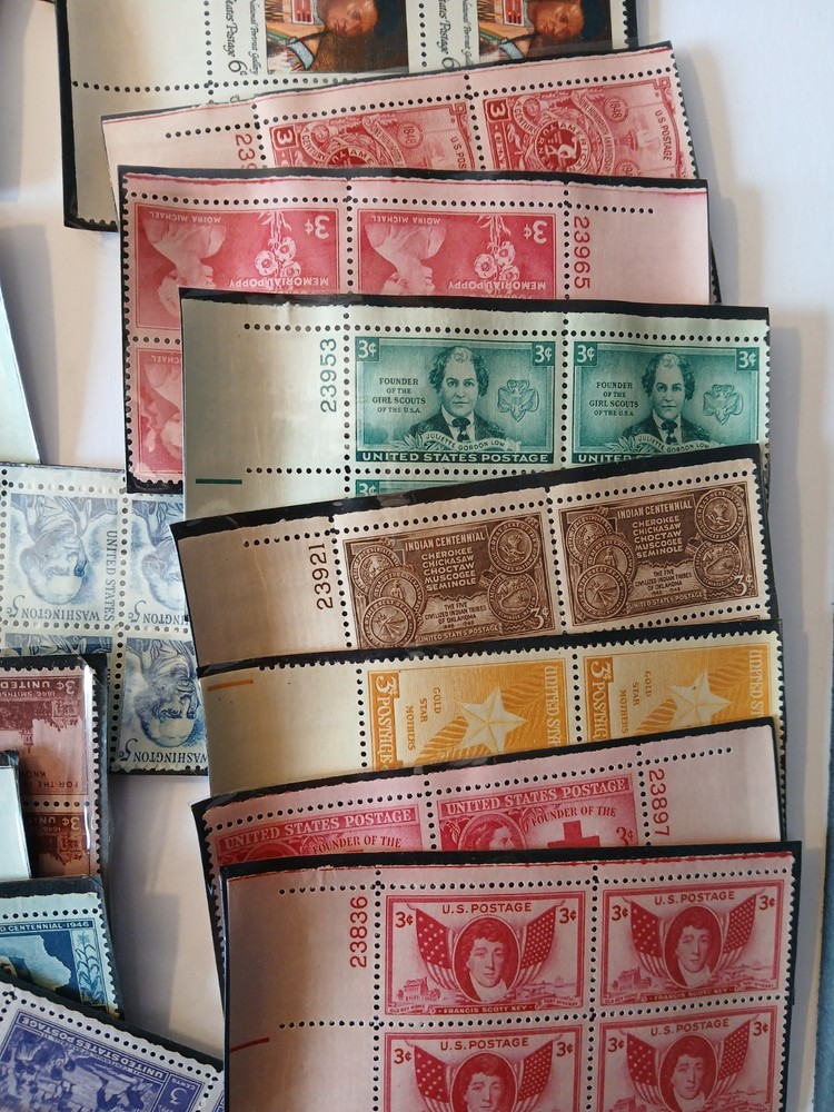 Large Lot Unused Us Postage Stamp Blocks