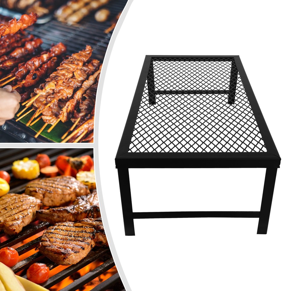 Foldable Camping Grill Fire Pit Grate Campfire Cooking Portable Stand Equipment