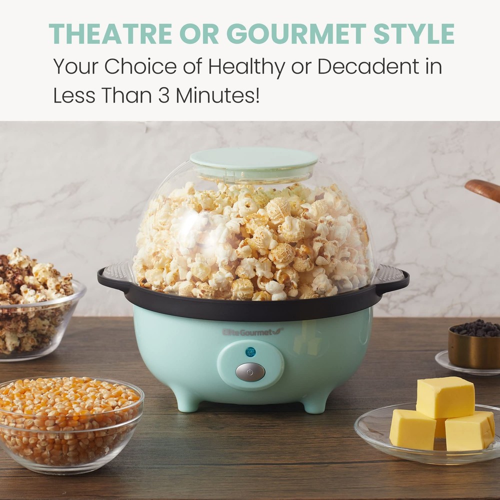 Elite Gourmet EPM330M Automatic Stirring 12-cup Popcorn Maker 3-Quart, Mint