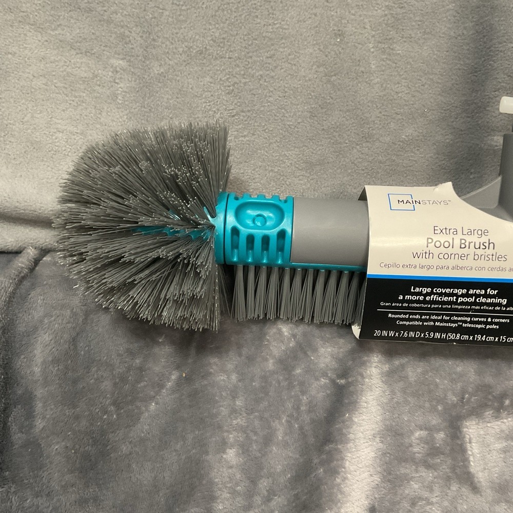 Mainstays-Extra Large Pool Brush w/Corner Bristles-Gray & Teal