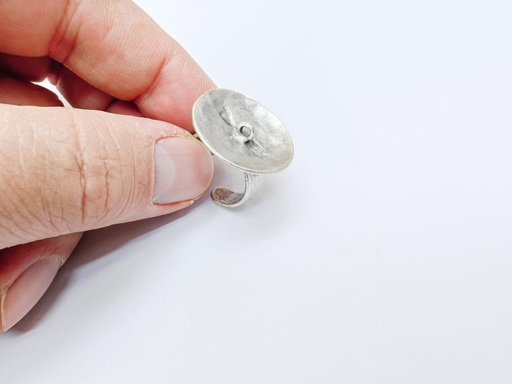 Ring Base, Round Bezel Ring Setting, Blank Ring for Antique silver brass G37002