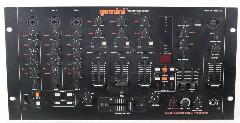 Gemini KM-707 Preamp Mic Mixer Multi Function Digital Processor w/ Manual