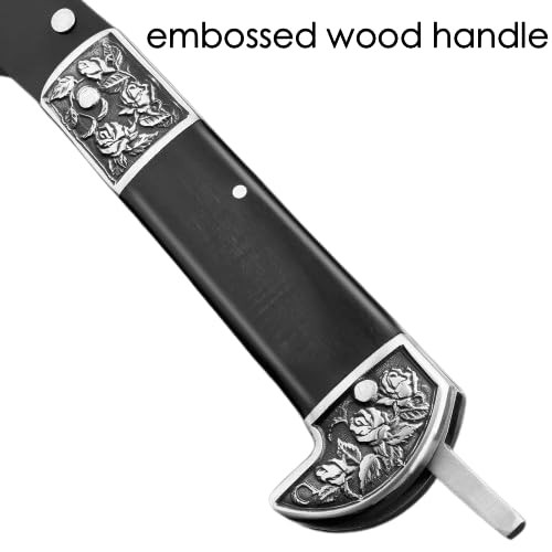 Folding Sickle, Two Section Foldable Scythe with Wooden Handle, Sheath, 2 Sec...