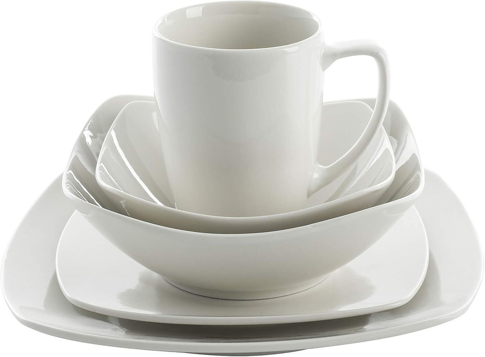 39 Piece Dinnerware Set Dinner Service Kitchen Dining Serveware Porcelain White
