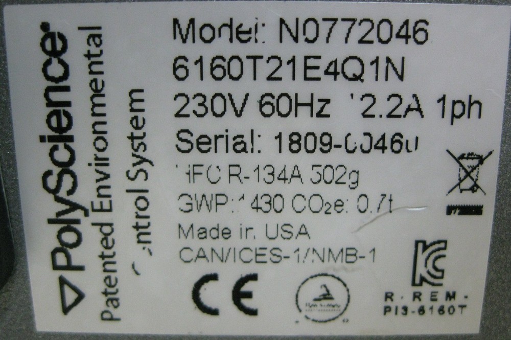 POLY SCIENCE WHISPER COOL ENVIRONMENTAL CONTROL CIRCULATING CHILLER MODEl 772046