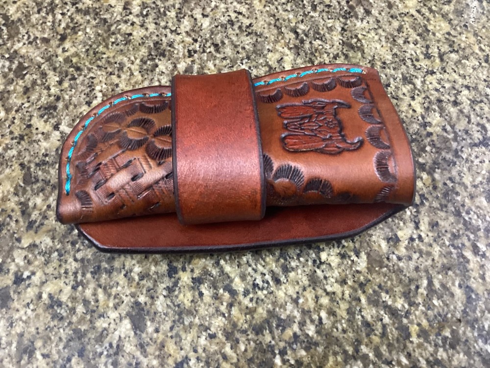 Leather Folding Knife Belt Loop Sheath Buck 110 Size (Sheath Only)