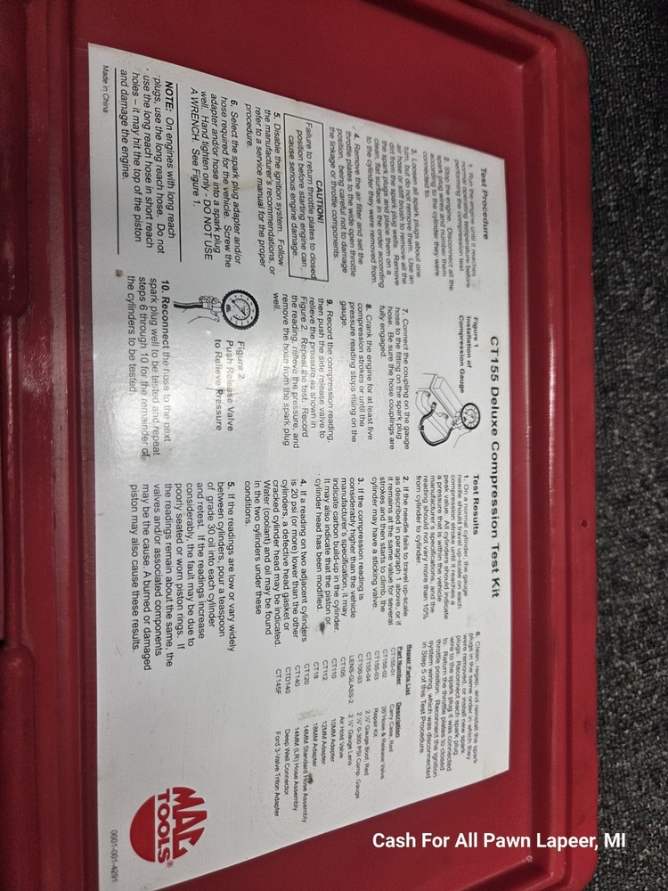 Mac Tools CT155 Deluxe Compression Test Kit – #14279 auto testing mechanic tool