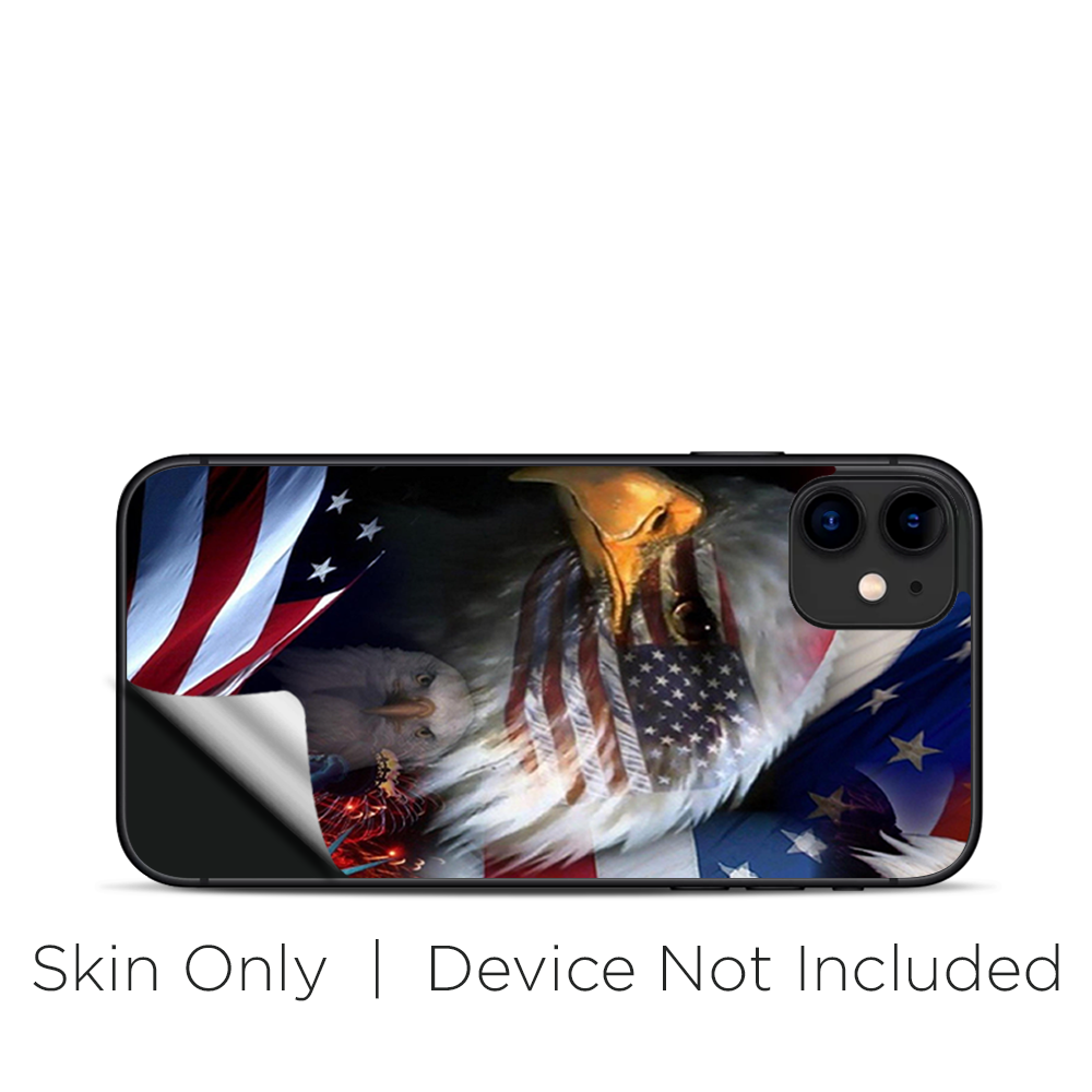 Skins Decal Wrap for Apple iPhone 11 - USA Bald Eagle in Flag