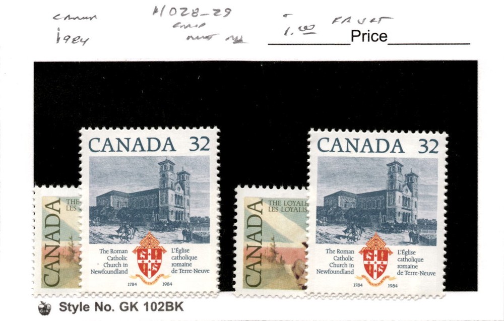 Canada, Postage Stamp, #1028-1029 (2 Ea) Mint NH, 1984 (AF)