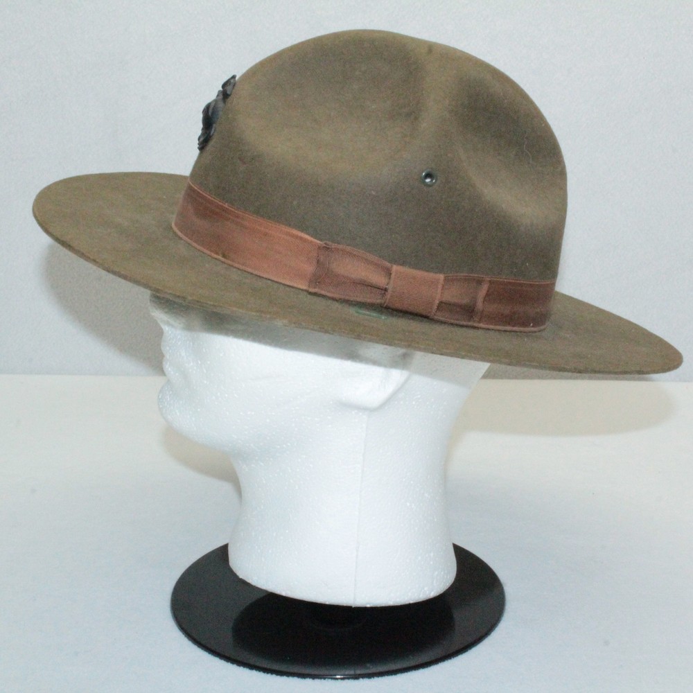 US Army Olive Green Felt Hat Drill Sergeant Instructor A40: Even Size 7⅜